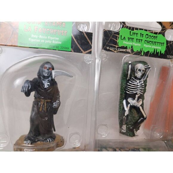 Lemax Spooky Town Lot of 4 Figurines Good Condition Grim Reaper/In the Stocks - Picture 3 of 5